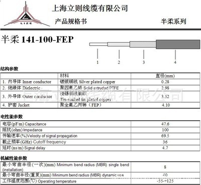 【100歐姆半柔141,(加護(hù)套),SFX-100-3,BSF141,半柔線】?jī)r(jià)格,廠家,圖片,射頻、同軸電纜,蘇州市百訊特種線纜-